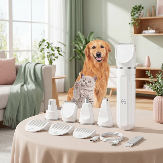 Premium 4-in-1 Pet Grooming Set – Quiet Cordless Hair Clipper for Dogs & Cats